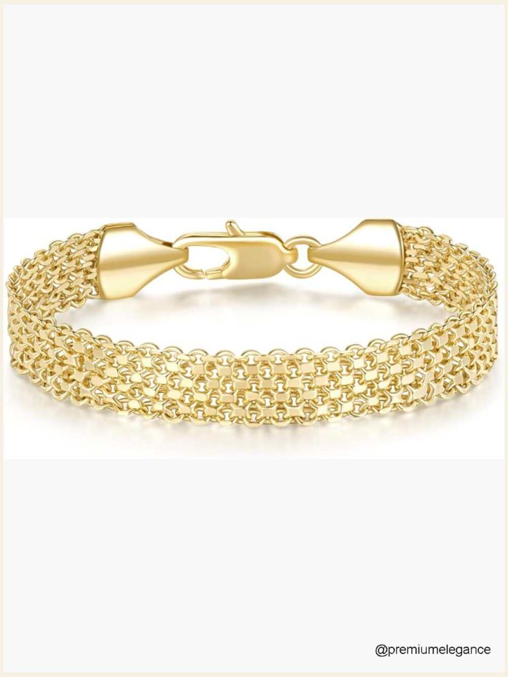 14K Gold Mesh Bracelets for Women Link Chain Bracelet Non Tarnish 7in